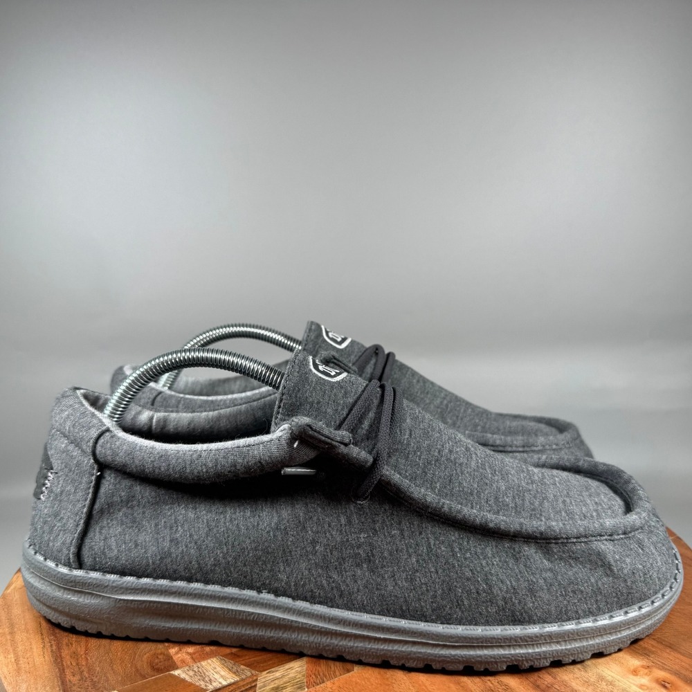 Hey Dude Wally Stretch Jersey Charcoal Grey Mens Loafers Size 11 45433-025